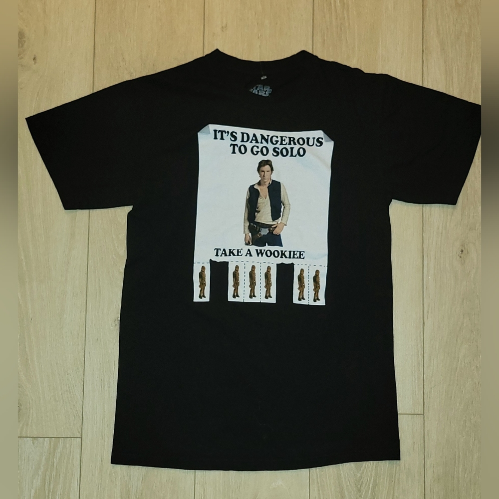 STAR WARS Han Solo small black tee t-shirt funny